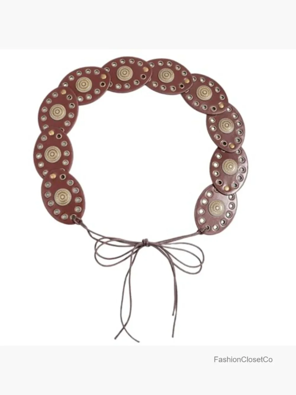 PU Leather Concho Western Belt Wide Disc Cowgirl Belt for Women